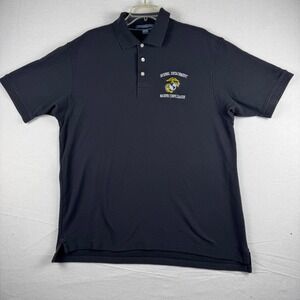Chestnut Hill Mens Large Black Marine Corps League Avenel Detachment Polo Shirt